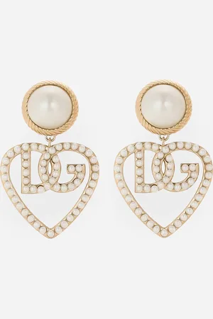 Dolce & Gabbana Pendientes Colgantes Con Cabujón Y Corazón Con Logotipo Dg - Mujer Bisutería Metal Onesize
