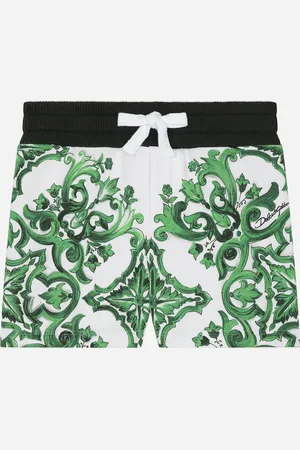 Dolce & Gabbana Bermudas De Punto Con Estampado Maiolica Verde - Hombre Pantalones Largos Y Cortos 3/6 Months