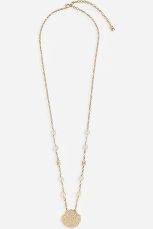 Dolce & Gabbana Collar Con Logotipo Dg Y Concha Adornada Con Strass - Mujer Bisutería Metal Onesize