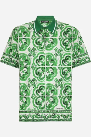 Dolce & Gabbana Polo De Algodón Con Estampado Maiolica - Hombre Camisetas Y Polos 56