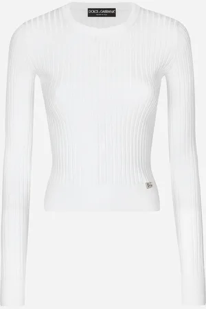 Dolce & Gabbana Camiseta En Canalé De Viscosa Con Insignia Metálica De Logotipo Dg - Mujer Prendas De Punto 40