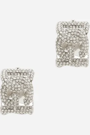 Dolce & Gabbana Pendientes De Strass Con Logotipo Dg - Mujer Bisutería Plateado Metal Onesize