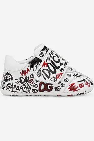 Dolce & Gabbana Zapatilla Baja En Piel De Cordero Con Estampado De Grafiti - Hombre Zapatos Recién Nacido (16-20) Blanco 19