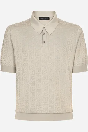Dolce & Gabbana Polo En Jacquard De Seda Con Logotipo Dg - Hombre Prendas De Punto 44
