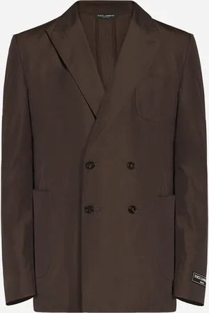 Dolce & Gabbana Chaqueta Portofino De Popelina Con Botonadura Doble - Hombre Trajes Y Americanas Marr�n Algod�n 48