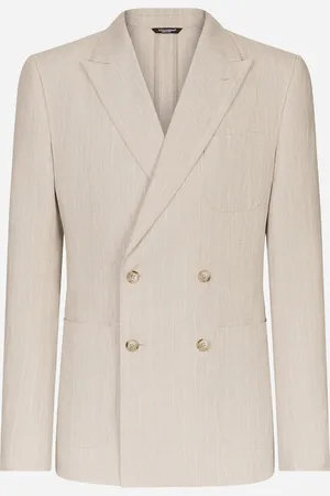 Dolce & Gabbana Chaqueta Portofino De Botonadura Doble De Lino Con Rayas Diplomáticas - Hombre Trajes Y Americanas #n/d 44