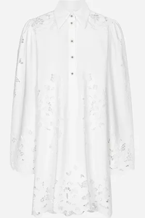 Dolce & Gabbana Vestido Camisero De Algodón Con Bordado Cut-out - Mujer Vestidos 36