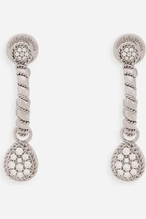 Dolce & Gabbana Pendientes Easy Diamond En Oro De 18 Kt Con Pavé De Diamantes - Mujer Pendientes Dorado Onesize