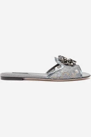 Dolce & Gabbana Sandalias De Pala De Encaje Con Cristales - Mujer Palas 39