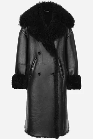 Dolce & Gabbana Abrigo De Botonadura Doble En Piel Ovina Con Borreguito - Mujer Abrigos Y Chaquetones Piel 36