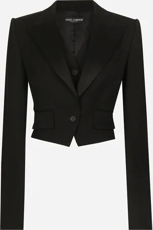 Dolce & Gabbana Chaqueta Corta Con Chaleco Aplicado En Gabardina De Lana - Mujer Chaquetas 36