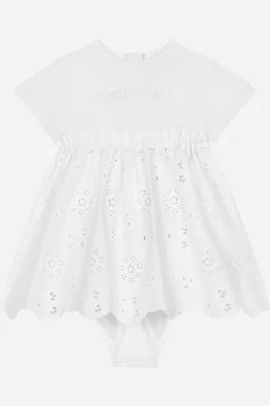 Dolce & Gabbana Vestido De Punto Y Popelina Con Logotipo - Mujer Vestidos 3/6 Months