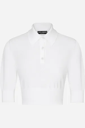 Dolce & Gabbana Polo Cropped De Algodón Y Seda - Mujer Camisetas Y Sudaderas 40