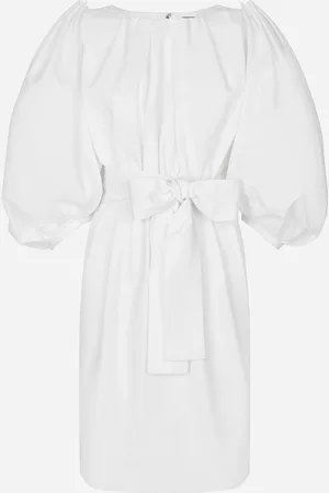 Dolce & Gabbana Vestido Midi De Algodón Con Mangas Abullonadas - Mujer Vestidos 36