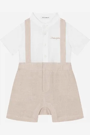 Dolce & Gabbana Pelele De Lino Con Tirantes Y Logotipo - Hombre Set Regalo Y Body 0/3 Months