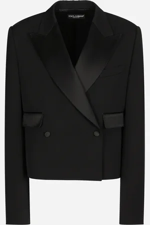 Dolce & Gabbana Chaqueta Corta De Esmoquin De Botonadura Doble En Gabardina De Lana - Mujer Chaquetas Lana 36