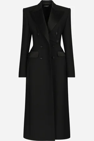 Dolce & Gabbana Abrigo Tipo Esmoquin De Botonadura Doble En Gabardina De Lana Con Laterales Acolchados - Mujer Abrigos Y Chaquetones 38