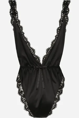Dolce & Gabbana Bodi De Pernera Alta De Seda Y Encaje - Mujer Lingerie 3