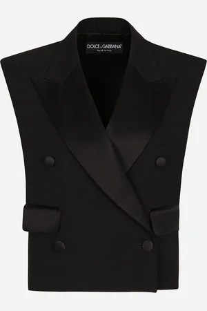 Dolce & Gabbana Chaleco Tipo Esmoquin De Botonadura Doble En Gabardina De Lana - Mujer Chaquetas Lana 36