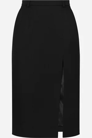 Dolce & Gabbana Falda Longuette En Gabardina De Lana Con Abertura - Mujer Faldas 40