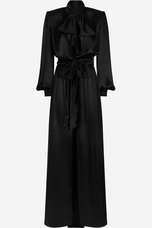Dolce & Gabbana Vestido Largo En Raso De Seda Con Abertura Delantera - Mujer Vestidos 38