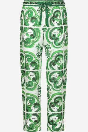 Dolce & Gabbana Pantalón Estilo Jogger De Lino Con Estampado Maiolica - Hombre Pantalones Largos Y Cortos 50