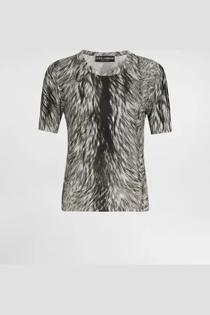 Dolce & Gabbana Jersey De Seda Estampado Piel De Animal - Mujer Prendas De Punto 40