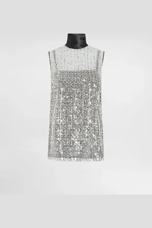Dolce & Gabbana Top De Cuello Alto En Tul Con Bordado De Lentejuelas - Mujer Camisas Y Tops 42