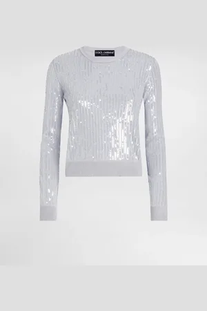 Dolce & Gabbana Jersey De Cuello Redondo Bordado De Lentejuelas - Mujer Prendas De Punto 36
