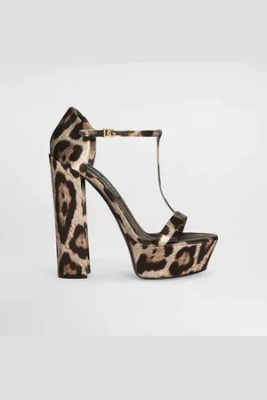 Dolce & Gabbana Sandalia De Raso Estampado - Mujer Sandalias Y Cuñas Estampado Animal 35.5