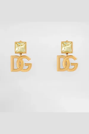 Dolce & Gabbana Pendientes Con Logotipo Dg Y Strass - Mujer Bisutería Metal Onesize
