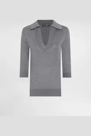 Dolce & Gabbana Polo De Seda Con Cuello De Pico Y Logotipo Dg Bordado - Mujer Prendas De Punto 40