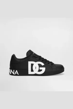 Dolce & Gabbana Zapatilla Portofino En Napa De Piel De Becerro Con Logotipo Dg Estampado - Hombre Zapatillas Negro Piel 39