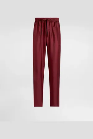 Dolce & Gabbana Pantalones Tipo Pijama De Seda Con Logotipo Bordado - Hombre Pantalones Largos Y Cortos 44