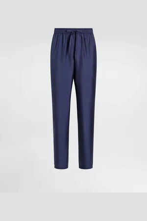 Dolce & Gabbana Pantalon De Jogging En Soie À Écusson Broderie Dg - Hombre Pantalones Largos Y Cortos Azul Seda 44