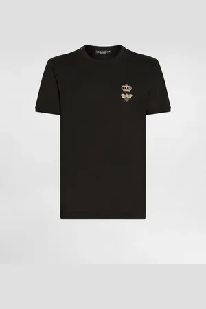 Dolce & Gabbana Camiseta De Algodón Con Bordado - Hombre Camisetas Y Polos Negro Algod�n 44