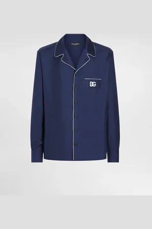 Dolce & Gabbana Chemise En Soie Avec Écusson Griffé Du Logo Dg Brodé - Hombre Camisas Azul Seda 37