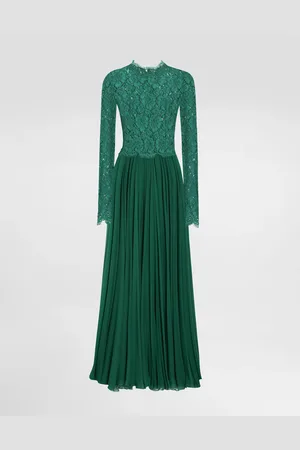 Dolce & Gabbana Vestido Largo De Encaje Y Chifón - Mujer Vestidos 40