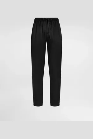 Dolce & Gabbana Pantalones Tipo Pijama De Seda Con Logotipo Bordado - Hombre Pantalones Largos Y Cortos Seda 44