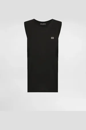 Dolce & Gabbana Camiseta Amplia Sin Mangas De Algodón Con Placa - Hombre Camisetas Y Polos M