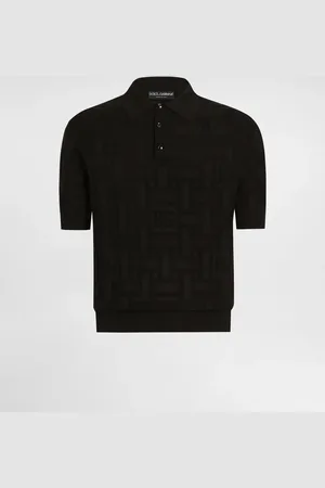 Dolce & Gabbana Polo De Seda Con Logotipo Jacquard - Hombre Prendas De Punto 48