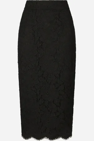 Dolce & Gabbana Falda Midi De Encaje Elástico Con Logotipo - Mujer Faldas 38