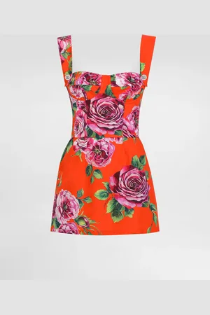 Dolce & Gabbana Top Largo Estilo Bustier De Algodón Con Estampado De Rosas - Mujer Camisas Y Tops 52