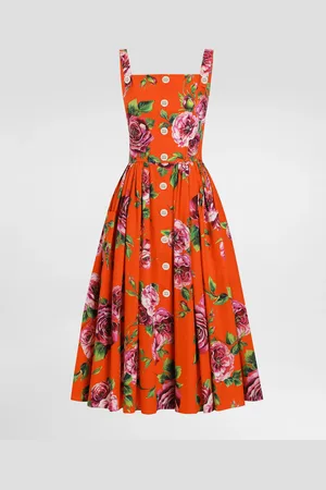 Dolce & Gabbana Vestido Playero De Algodón Con Estampado Rosa - Mujer Vestidos 36