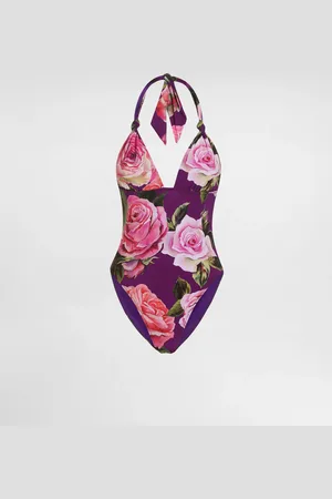 Dolce & Gabbana Bañador Con Escote De Pico Estampado De Rosas - Mujer Moda Baño 1