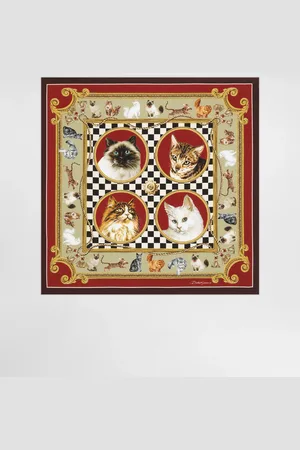 Dolce & Gabbana Fular De Seda Con Estampado Gatos - Hombre Bufandas Y Foulards Onesize