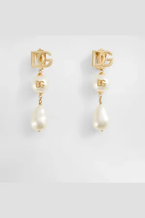 Dolce & Gabbana Pendientes Colgantes Con Cabujón, Lágrima Y Logotipo Dg - Mujer Bisutería Metal Onesize
