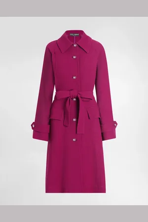 Dolce & Gabbana Abrigo De Botonadura Sencilla Con Cinturón En Crepé De Lana - Mujer Abrigos Y Chaquetones Rojo 36