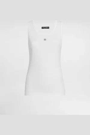 Dolce & Gabbana Camiseta Sin Mangas De Punto Acanalado Con Pin Logotipo Dg - Mujer Camisetas Y Sudaderas 36