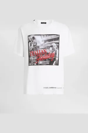 Dolce & Gabbana Camiseta De Algodón Con Estampado Italian Holiday - Hombre Camisetas Y Polos 48